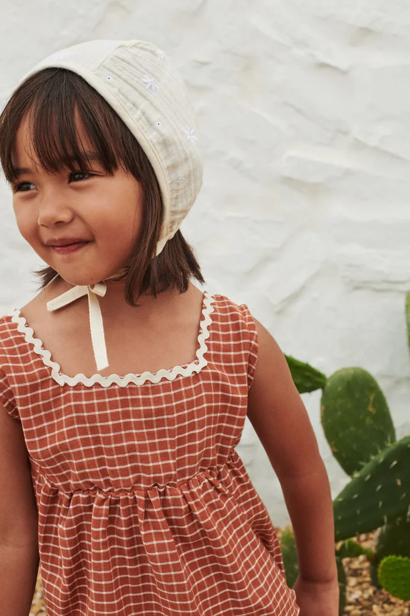 Barboteuse Chiara à Carreaux Bordeaux – Image 3