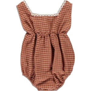 Barboteuse Chiara à Carreaux Bordeaux