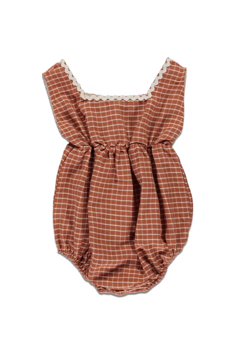 Barboteuse Chiara à Carreaux Bordeaux – Image 2