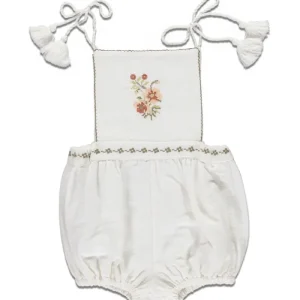 Barboteuse Folk Milk avec Broderie Fleurs