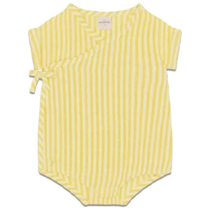 Barboteuse en Coton Bio Nuage Rayures Jaunes