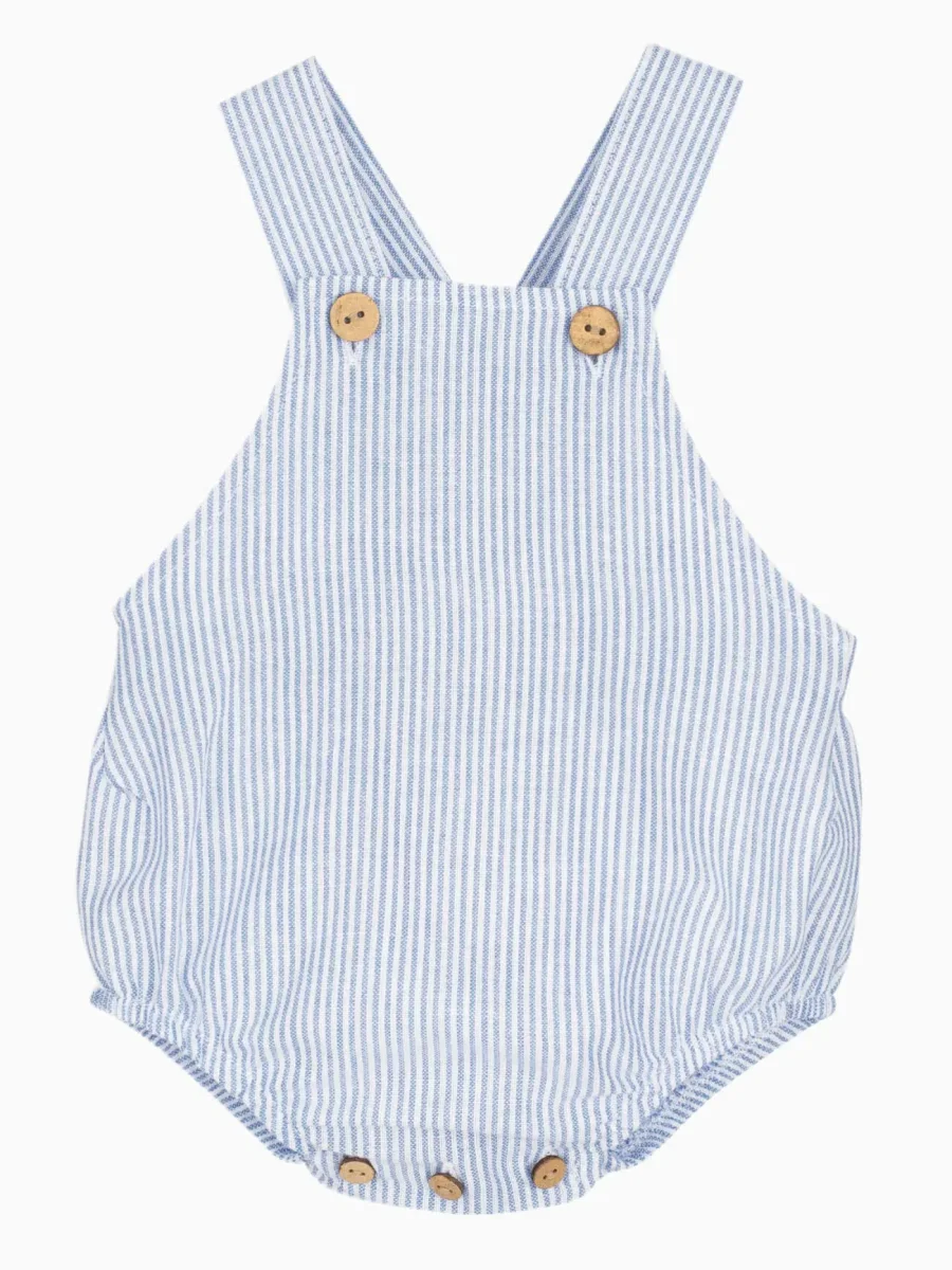 Barboteuse bébé à bretelles croisées rayée – Bleu/blanc – Image 2