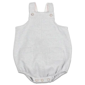 Barboteuse en Lin Gris Clair