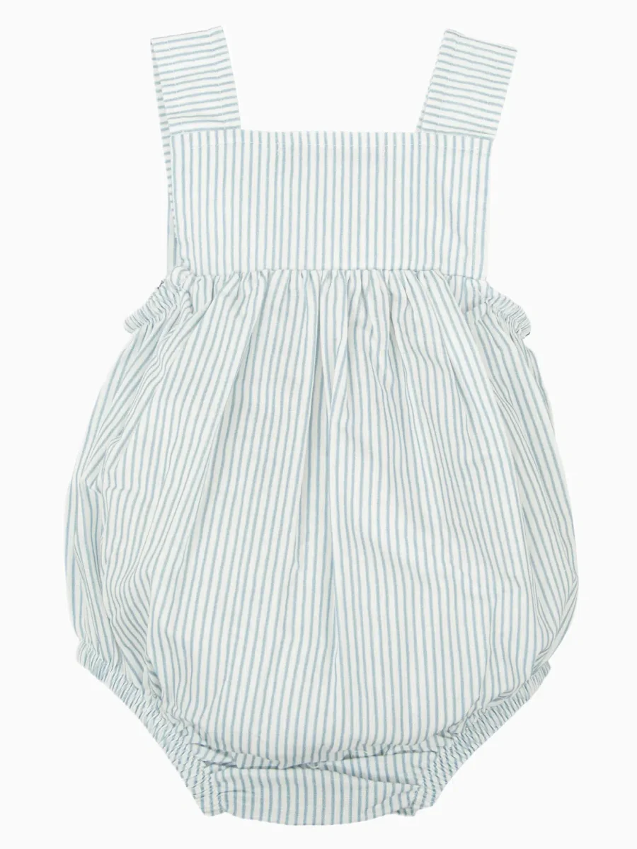 Barboteuse à rayures et détails froncés – Bleu/blanc – Image 4