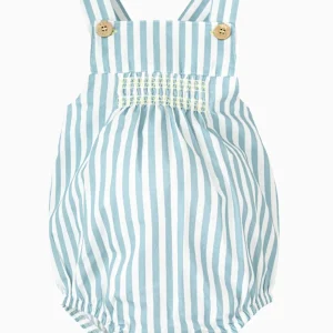 Barboteuse bébé garçon rayée – Bleu Méditerannée/blanc