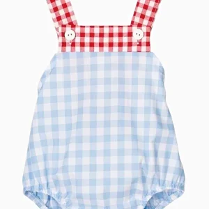 Barboteuse bébé fille vichy à nœud dans le dos