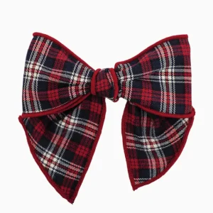 Barrette à noeud écossaise – Rouge/bleu