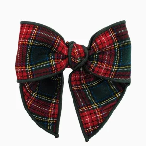 Barrette écossaise traditionnelle à noeud – Rouge/vert