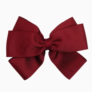 Barrette à noeud en gros grain – Bordeaux