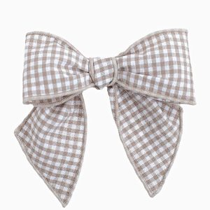 Barrette à noeud en coton vichy – Beige