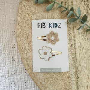 Barrettes fleurs bouclés | Naturel – Bibi kidz