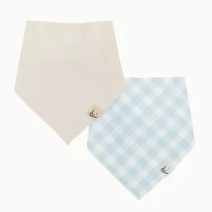 Bavoir bandana (lot de 2) – Bleu – Personnalisable