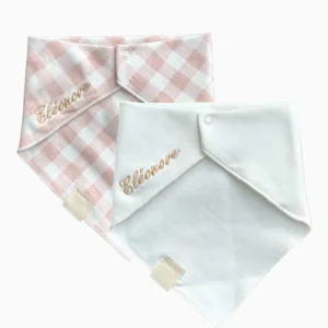 Bavoir bandana (lot de 2) – Rose – Personnalisable
