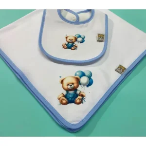 Ensemble Bavoir naissance et Lange – Divers coloris imprimés