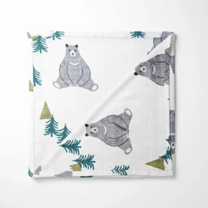 Bear in Forest Bamboo Baby Blanket | Soft Breathable Organic