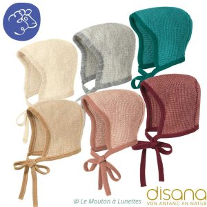Bonnet bébé en tricot de laine mérinos bio - béguin DISANA