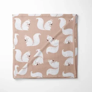 Organic Cotton Baby Blanket with Squirrel Print | Soft & Breathable Nursery Essential