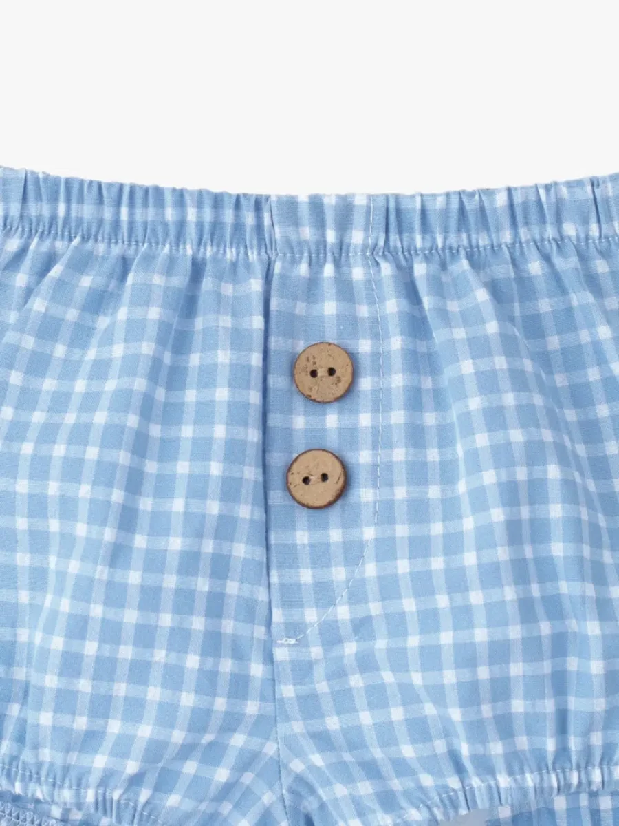 Bloomer bébé garçon à carreaux – Bleu ciel – Image 3