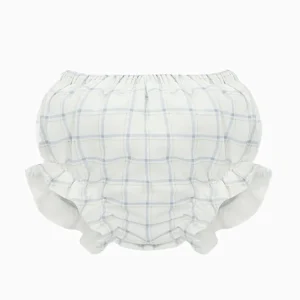 Bloomer bébé fille à carreaux bleu ciel – Blanc