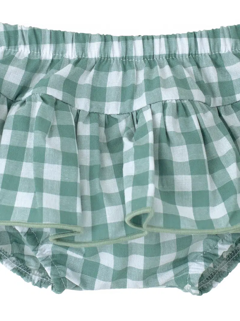 Bloomer bébé fille à carreaux vichy – Vert – Image 3