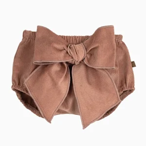 Bloomer bébé fille à noeud en velours – Nude