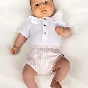 Bloomer bébé texturé rayé – Rose