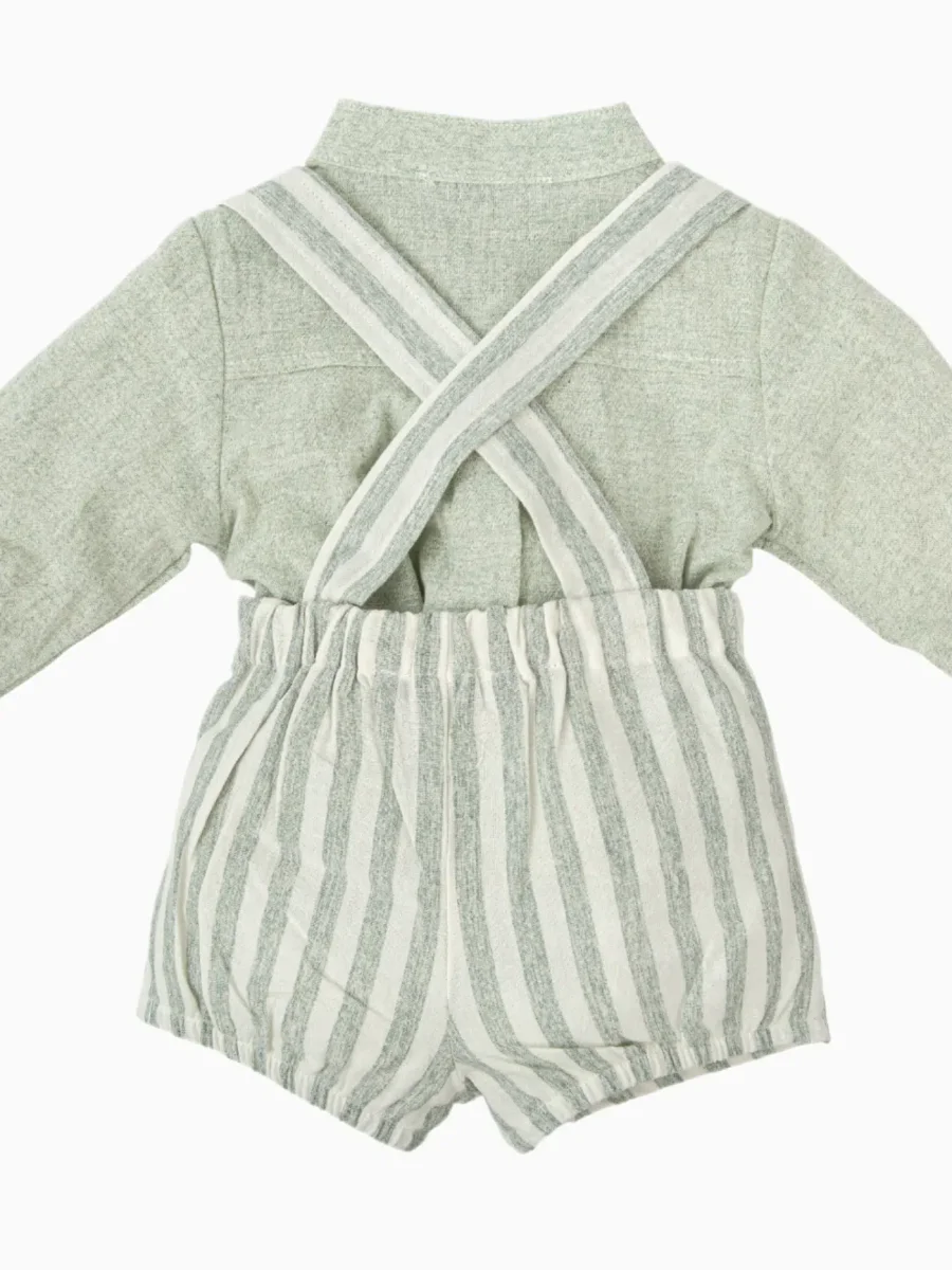 Ensemble bébé chemise et short à bretelles – Gris pâle – Image 5