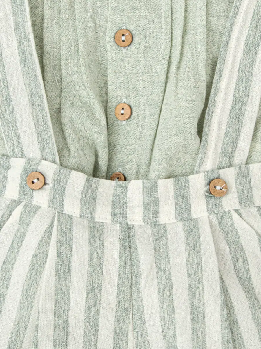 Ensemble bébé chemise et short à bretelles – Gris pâle – Image 3