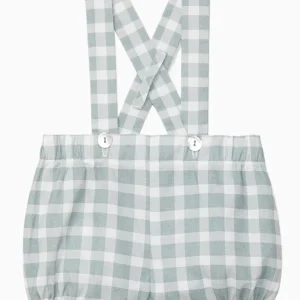 Bloomer bébé garçon à bretelles et carreaux – Vert