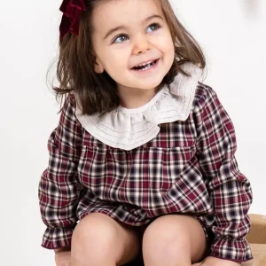 Blouse bébé fille à carreaux – Bordeaux