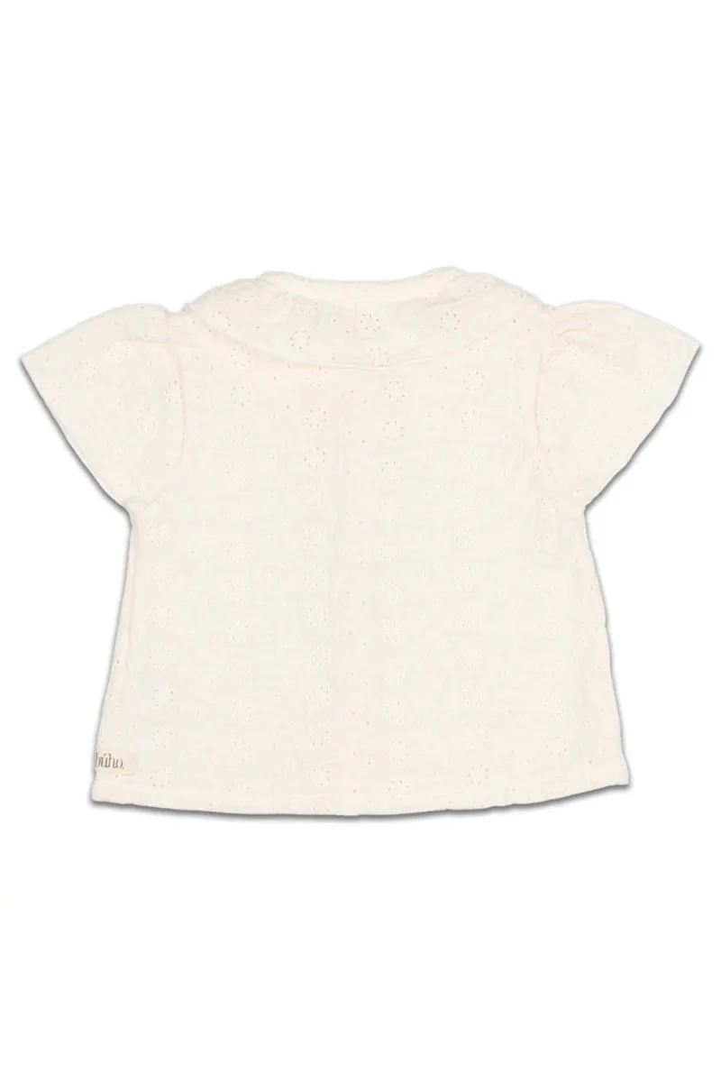 Blouse Brodée en Coton Bio Talc Ecrue – Image 3