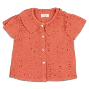 Blouse Brodée en Coton Bio Terracota