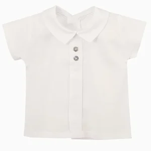 Blouse bébé mixte à col esprit chemise – Ecru