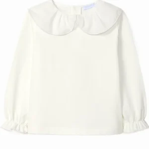 Blouse bébé fille à manche longues en coton – Crème