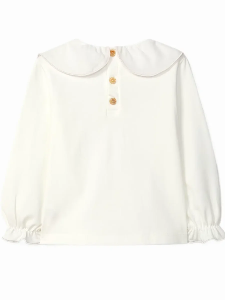 Blouse bébé fille à manche longues en coton – Crème – Image 4