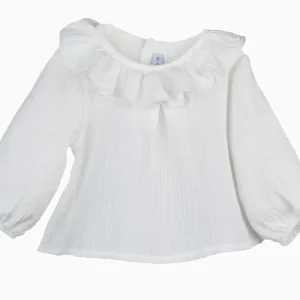 Blouse bébé fille à collerette – Blanc