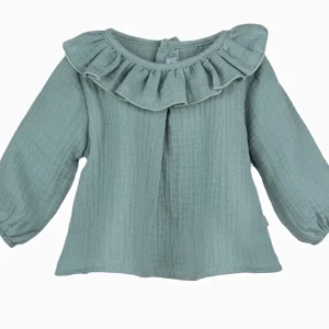Blouse bébé fille à collerette – Vert