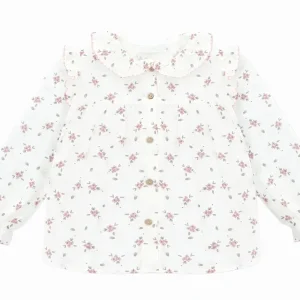 Blouse fille à imprimé fleuri – Blanc