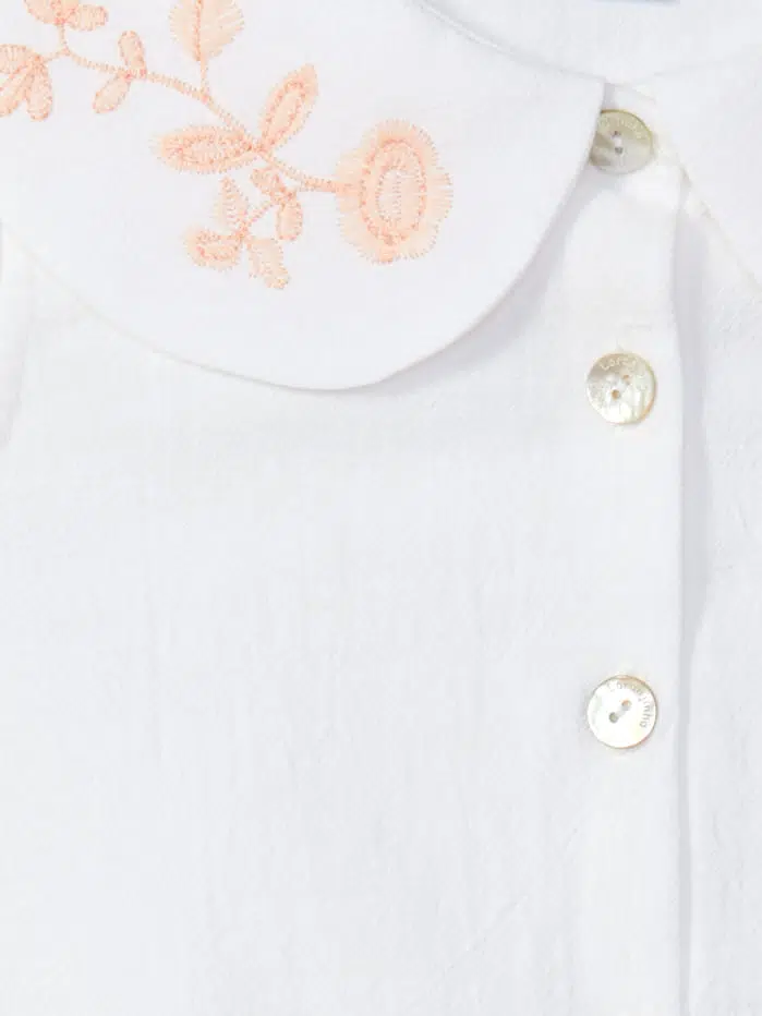 Blouse sans manches fille à col brodé – Blanc – Image 3