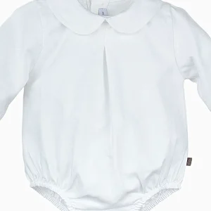 Body bébé blouse manches longues à col rond – Blanc