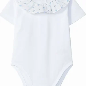 Body bébé fille collerette à motif fleuri – Blanc