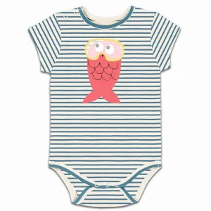 Body Poisson Corail Rayures Bleues