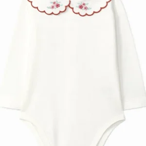 Body bébé fille à col brodé – Blanc
