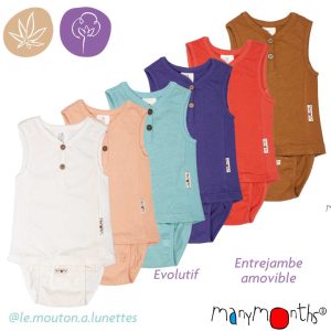 Body débardeur 2-en-1 chanvre et coton bio - ManyMonths ECO Hempies