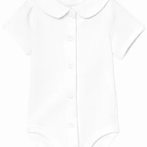 Body de naissance manches courtes à col – Blanc