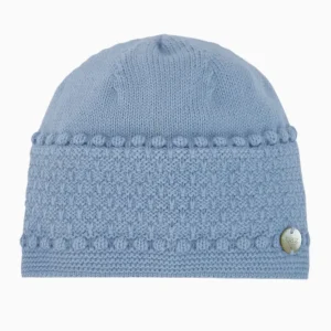 Bonnet naissance en laine – Bleu ciel