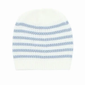 Bonnet bébé point mousse petit marin – Blanc/bleu