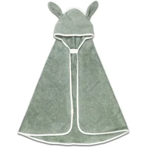 Cape de Bain en Coton Bio à capuche Lapin Verte