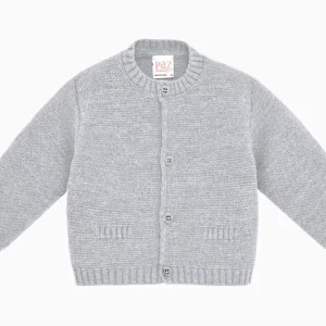 Cardigan bébé en laine – Gris perle