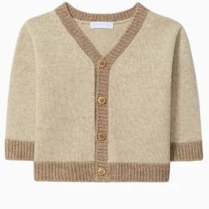 Cardigan bébé bicolore en maille – Beige